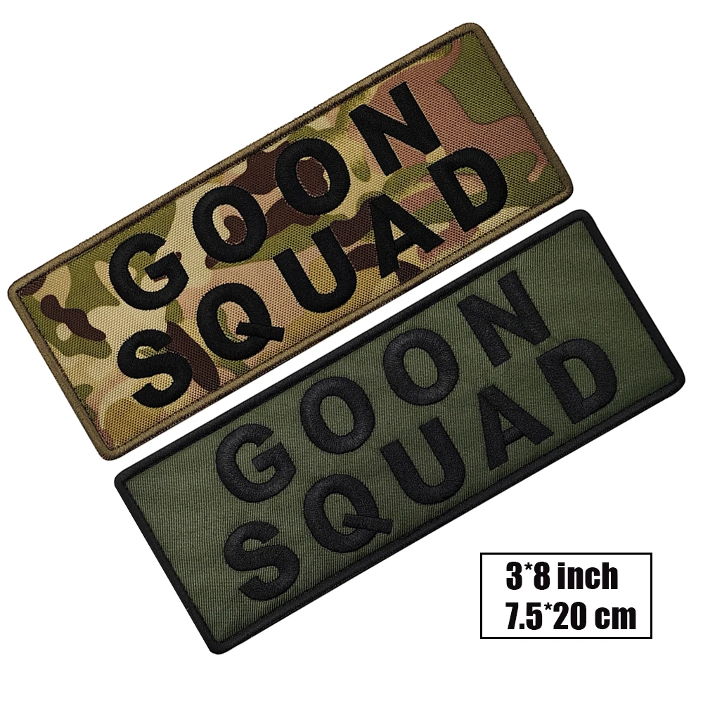 3*8 Inch Big Size Back Stick Applique GOON SQUAD Letter Patches For Tactical Vest Back Stickers For Men Back Sticker Sew Patch