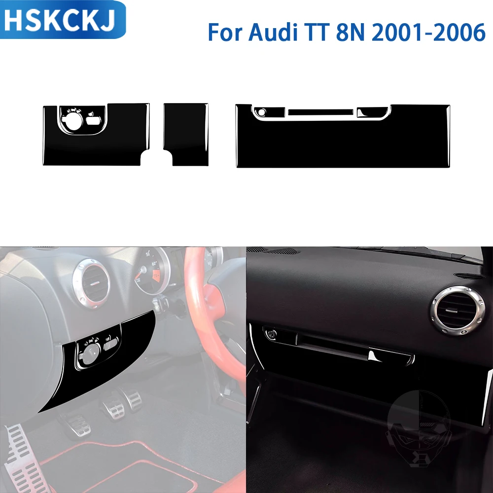 

For Audi TT 8N 2001 2002 2003 2004 2005 2006 Black Plastic Accessories Car Interior Front Instrument Glove Box Panel Sticker