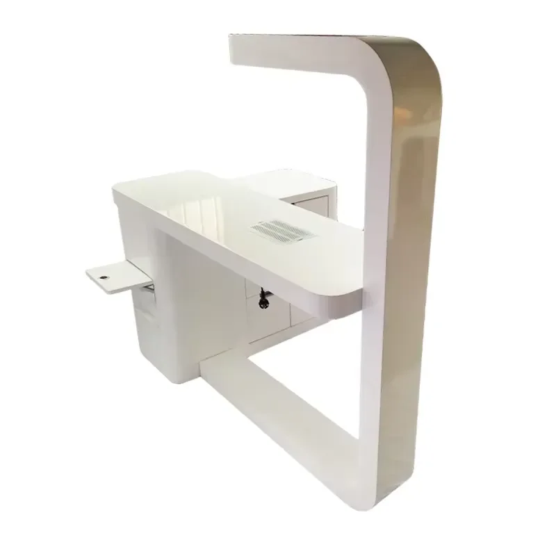 Modern Luxury Nail Table with LED Lamp Dryer Vacuum Cleaner Large Storage Multi Seat Metal PU Leather Manicure Desk Station