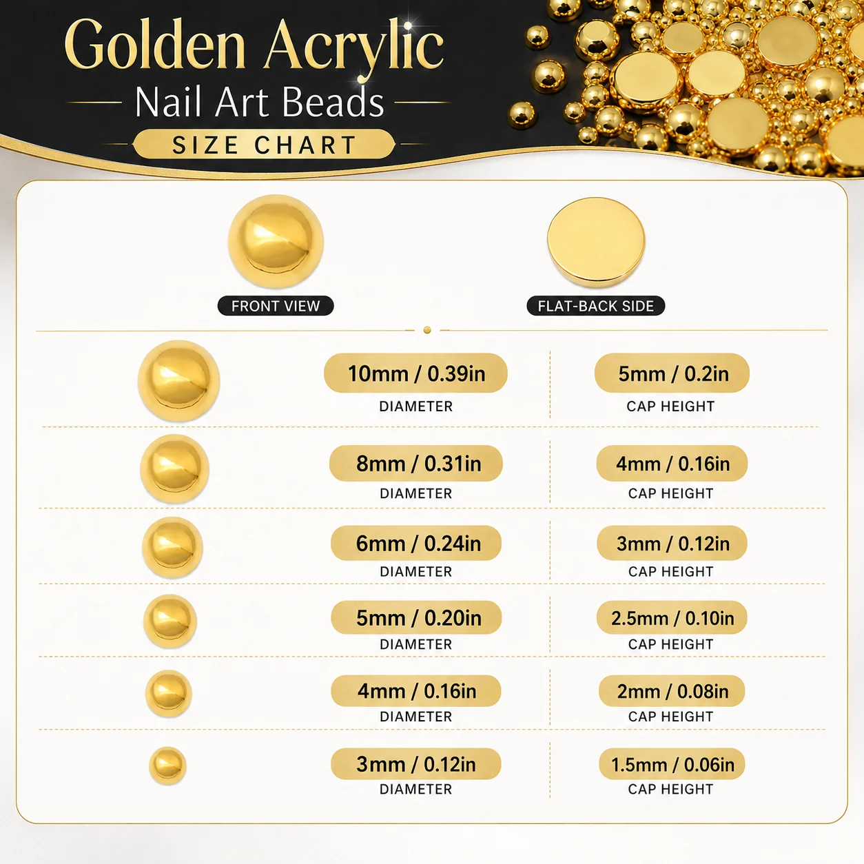 3-12mm Acrylic Half-Moon Pearl-Effect Gold Handmade DIY Jewelry Beads for Bracelets Necklaces and Decorative Accessories