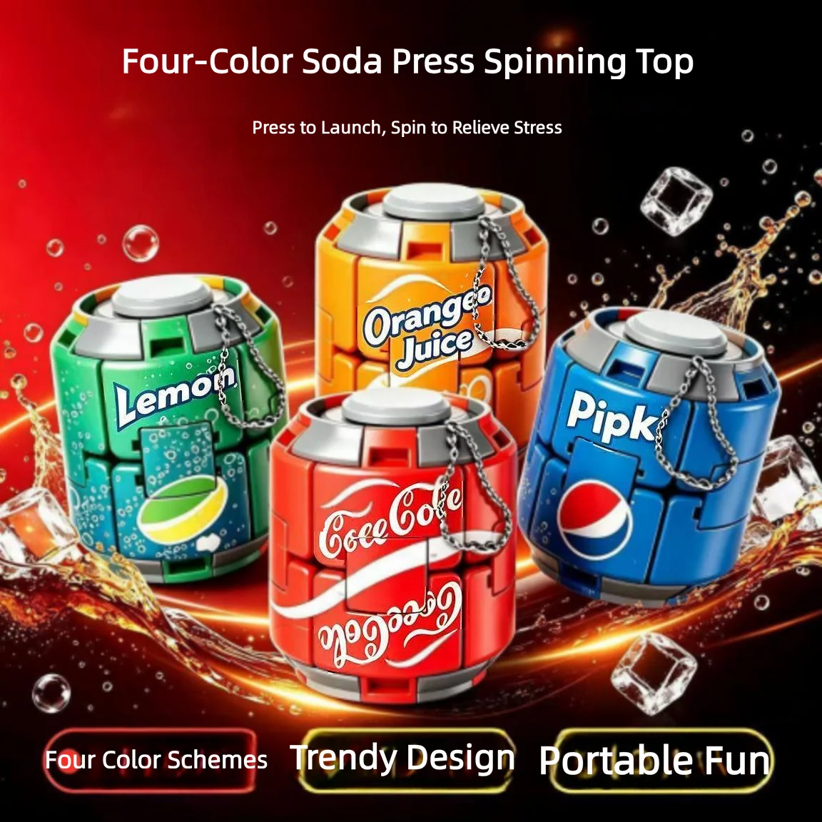 4 popular soda can slider creative stress-relieving toys - fingertip spinners with pressing can designs for stress relief toys