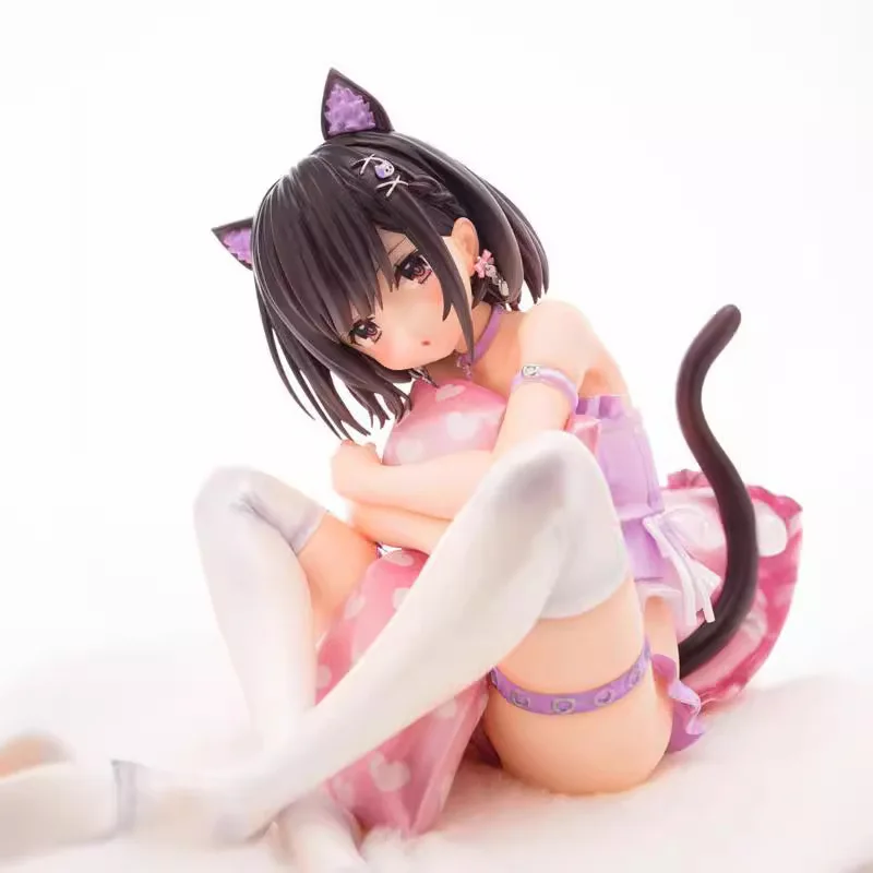 

Коллекционная аниме-фигурка Аяка-чан в масштабе 1/6 с кошачьими ушками, в сидячей позе, с подушкой, в коробке, для фанатов аниме, декор для рабочего стола