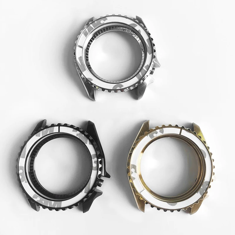 الفولاذ المقاوم للصدأ علبة ساعة ل NH35 NH36 حركة SKX007 SRPD مصقول لامعة وزارة الدفاع أجزاء مع الفصل حلقة تاج طوقا