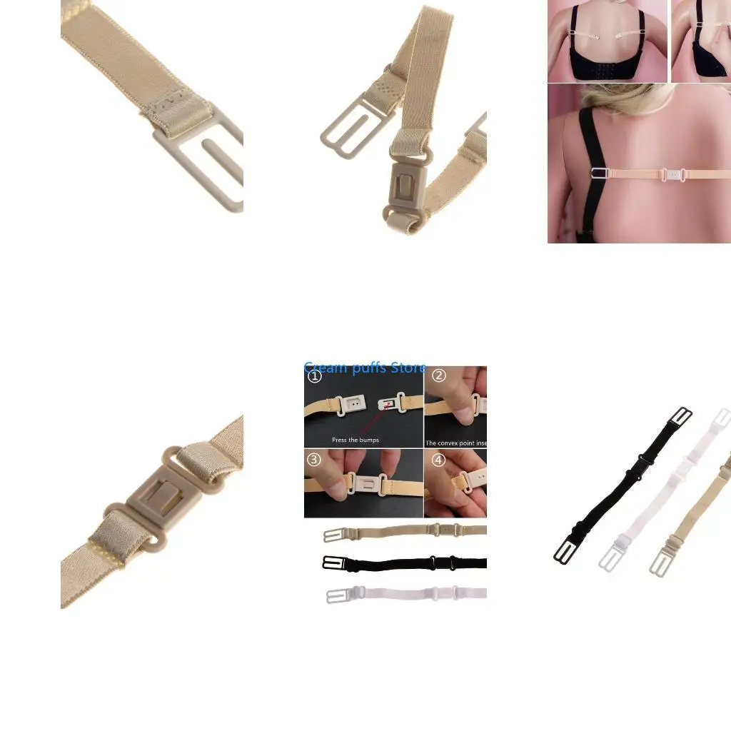 50LE 3 Pcs Upgrade Women Anti Slip Bra Straps Adjustable Holder Belt With Back Clips