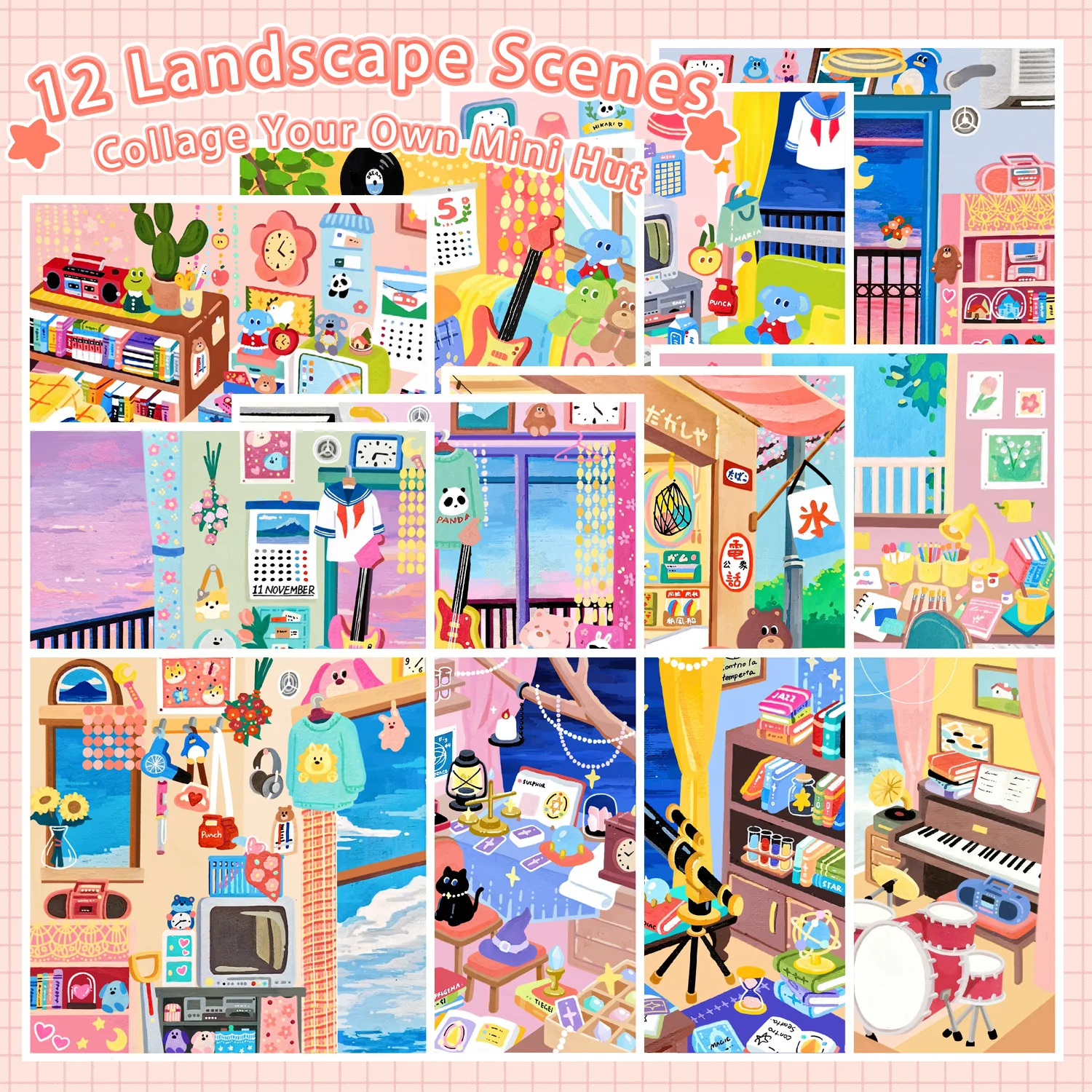 HEYBAO Mini 3D Scene Stickers for Kids Cute Cartoon Oil Glossy DIY Decorative Stickers Small Size Scrapbook Craft