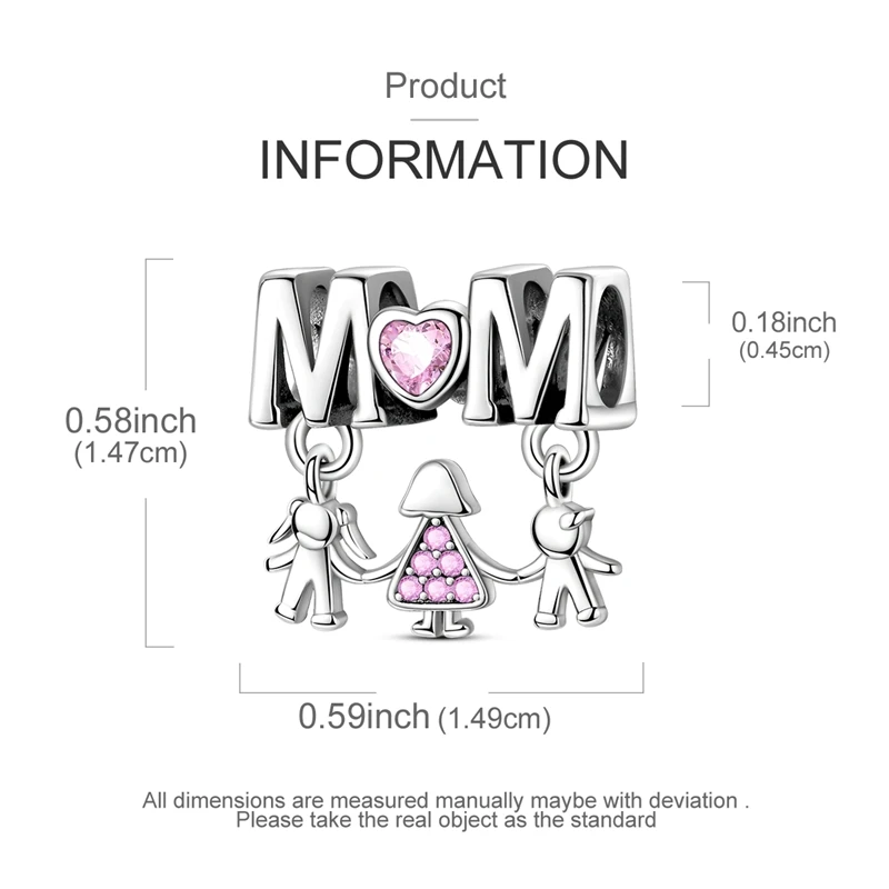 بوتيك 925 فضة القلب الخرز مزدوجة أمي والأطفال سبليت استرخى سحر يناسب قلادة DIY بها بنفسك هدية عيد الأم صنع المجوهرات #4