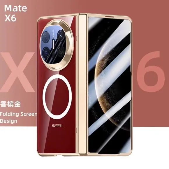 

Transparent Electroplate Case for Huawei Mate X6 Folding Hinge Camera Holder With Tempered Glass Flim For Huawei MateX6