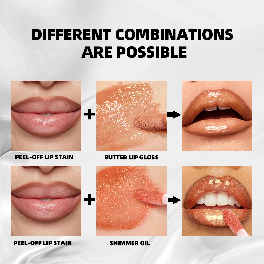 QIBEST – Kits de maquillage multifonctionnels pour les lèvres, vernis à lèvres, baume à l'huile scintillant, teinte de brillant à lèvres durable, cosmétique coloré