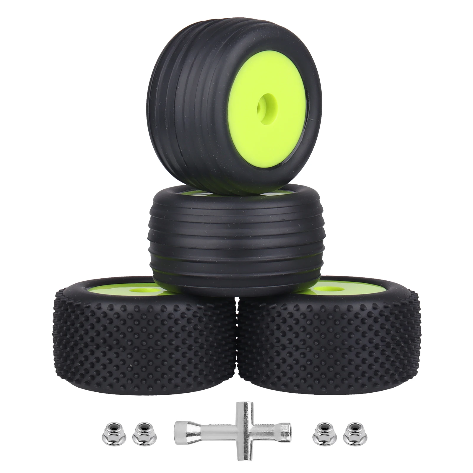 HobbyPark Preglued 1/18 Off-Road Tires & Wheels, 8mm Hex, for Losi Mini-T 2.0 Brushless Stadium Truck, High Traction