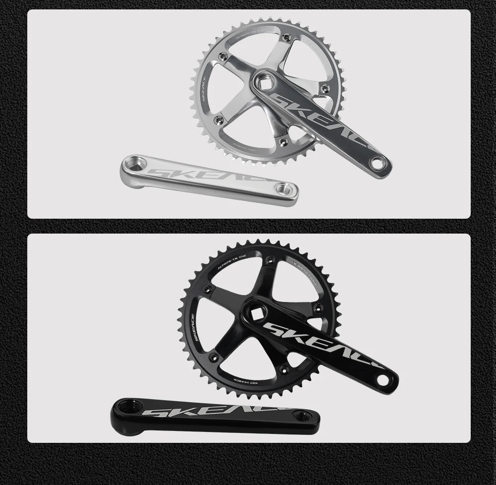 SKEACE BMX Kurbelgarnitur 48T Aluminiumlegierung Fixed Gear Kurbel 144BCD Single Speed Fix Gear 165mm Fahrrad Fahrrad Kettenblatt BMX Kurbel – Detail 6