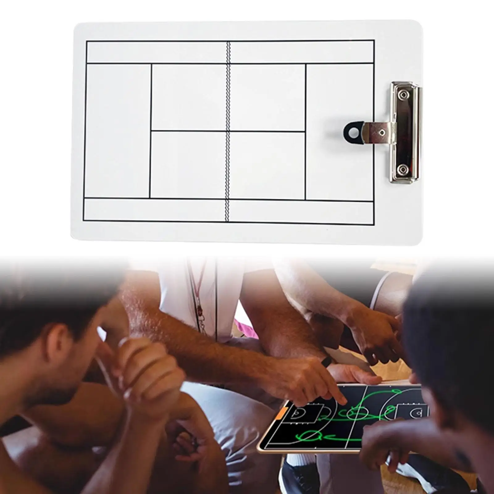 Tennis Training Game Board with Pen Clip for Match Coaching Compact Writable Accessories Multipurpose Double Sided Clipboard