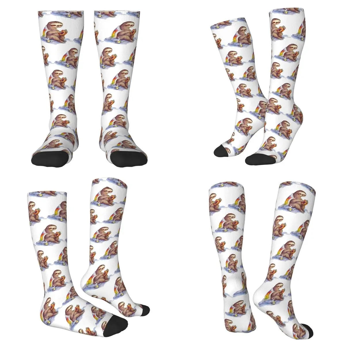 All Seasons Cozy Sloth Socks Harajuku Sport Middle Tube Socks Soft Funny Stockings for Men Women