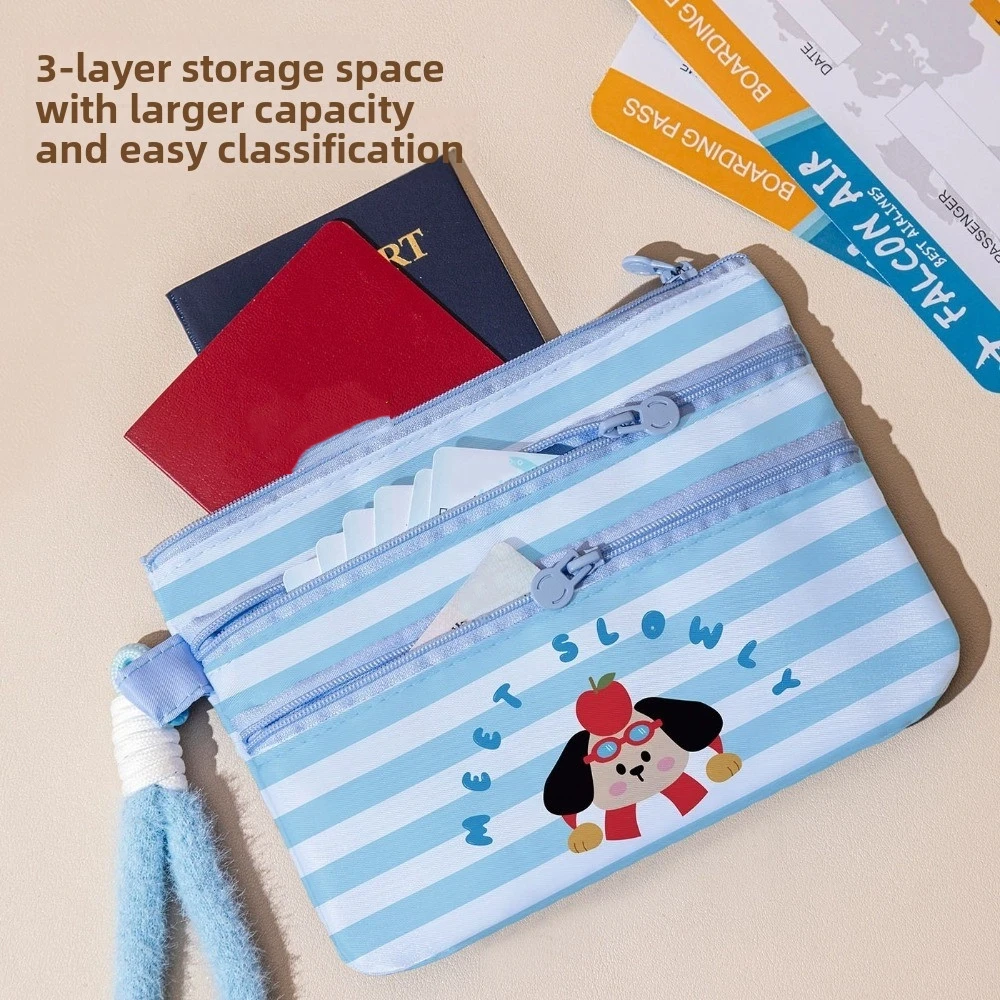 

New Three Layer ID Storage Bag Portable Oxford Cloth Card Holder Handbag Multi Functional Cartoon ID Card Bag Travel
