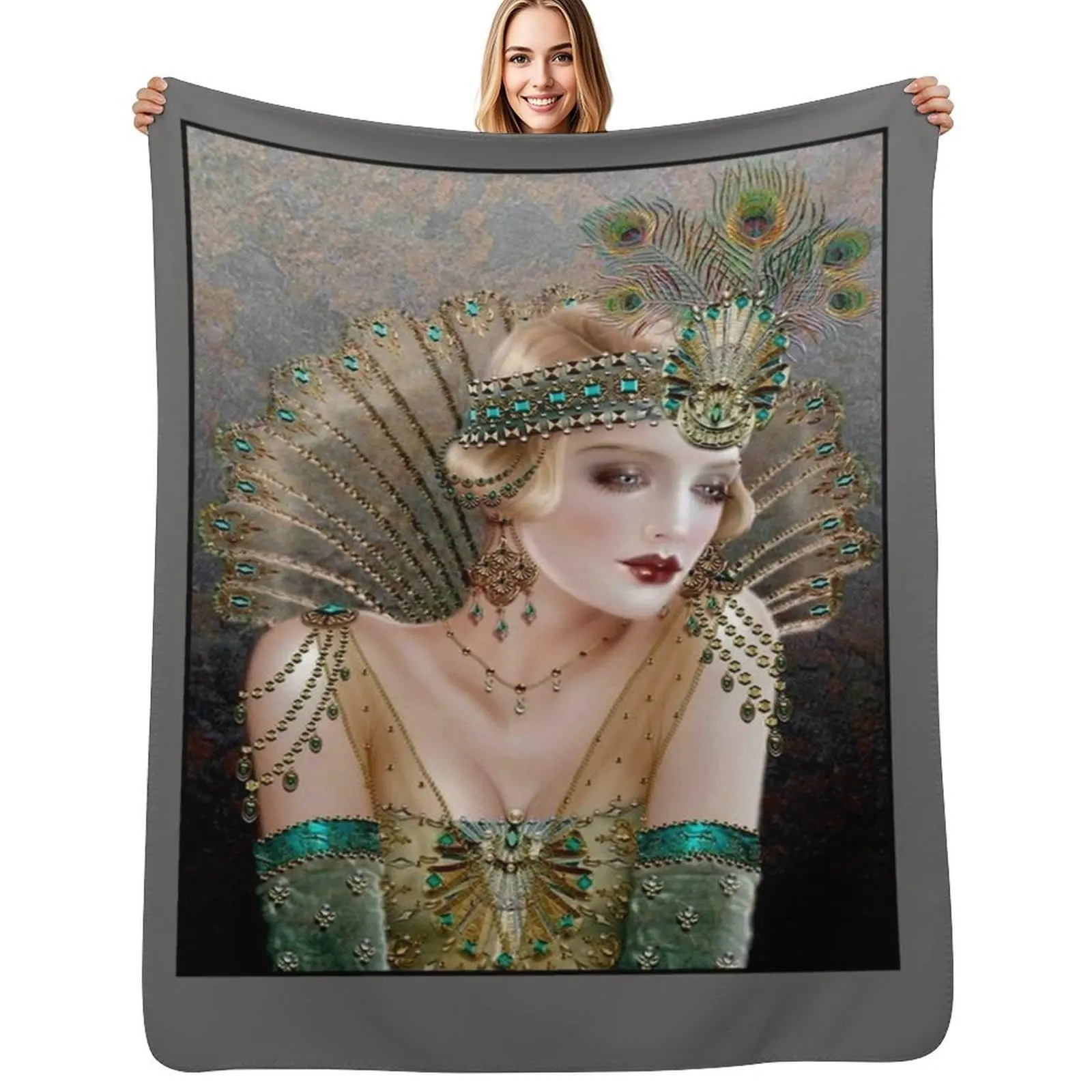 FLAPPER : Vintage 1929 Beautiful Fashion Magazine Advertising Print Throw Blanket Outdoor Soft Blanket for Picnic Beach Camping