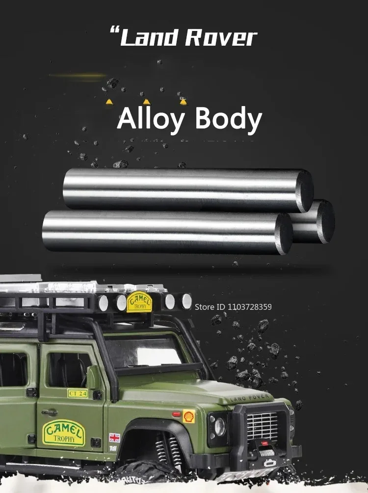 1:28 Camel Cup Land Rover Defender Modellauto Spielzeug Legierung Druckguss UNIMOG RV Geländewagen Sound Licht Türen geöffnet Kinder Geschenke – Detail 6