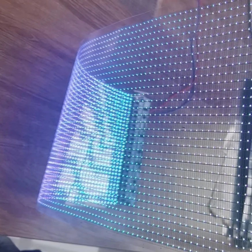 

Индивидуальный гибкий прозрачный светодиодный пленочный экран для внутренней рекламы, светодиодный дисплей, стеклянный клей, ультратонкий светодиодный экран