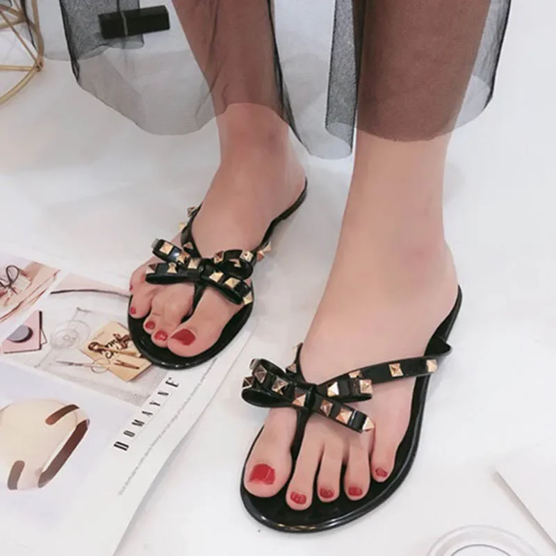 Woman Sandals Flats Fashion Woman Flip Flops Summer Shoes Flats Sandals Cool Beach Rivets Shoes Sandals Girls Size 36-41