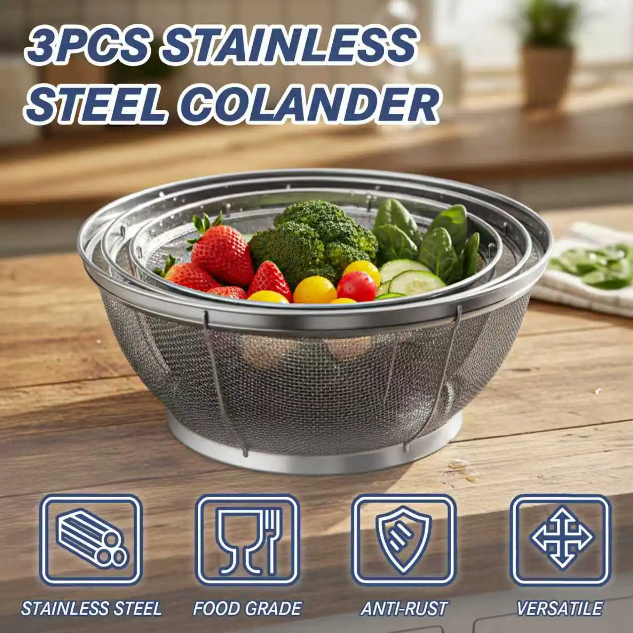 أداة غسيل أرز المطبخ من سوذا واي، غربال أرز بفتحات رفيعة لمنع الحبوب من الانزلاق، وعاء غسيل الخضروات المنزلية #5