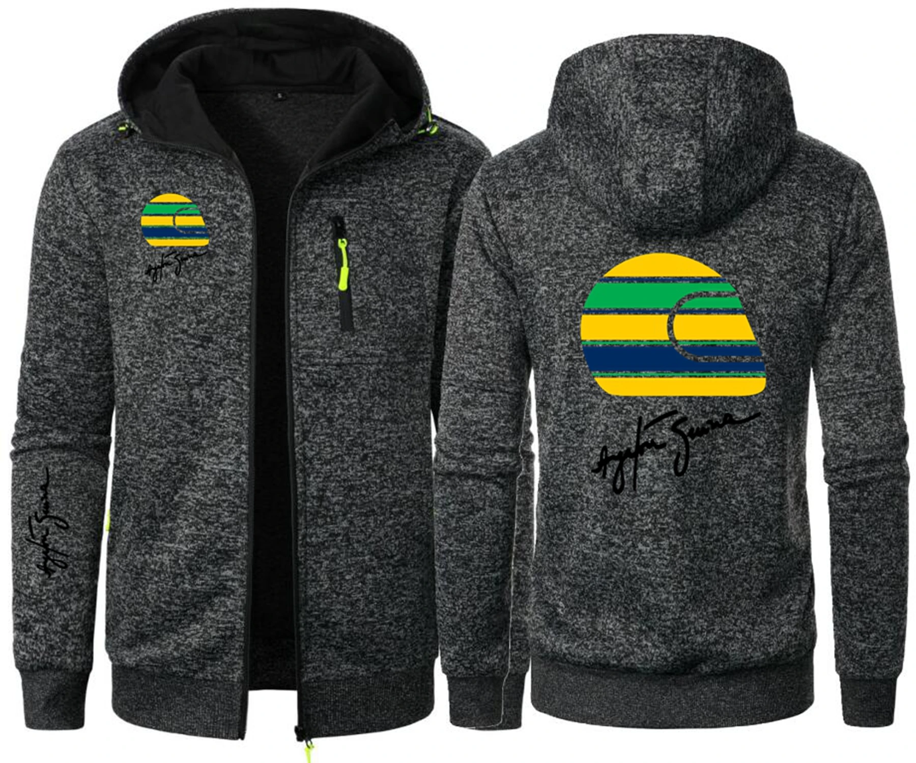 Casual Ayrton Senna Men'S Hooded Sweatshirt Brazilian Formula 1 Zip Hooded Sweatshirt Men Clothing F1 Sportswear Slim Fit Jacket view 4