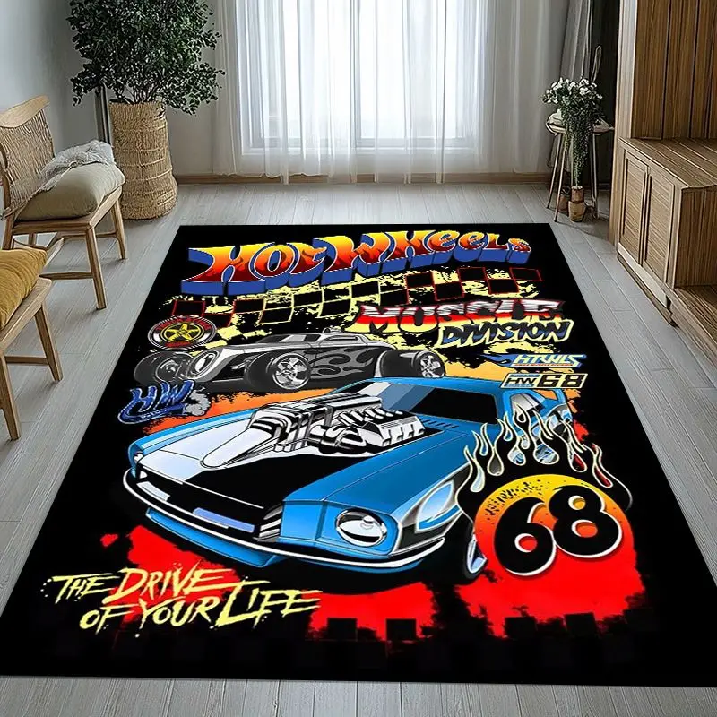 H-Hot Wheels Track Cityscape Racing Cartoon Soft Non-Slip Large Area Rug for Living Room,Bedroom Carpet Mat for Sofa,Home Decor