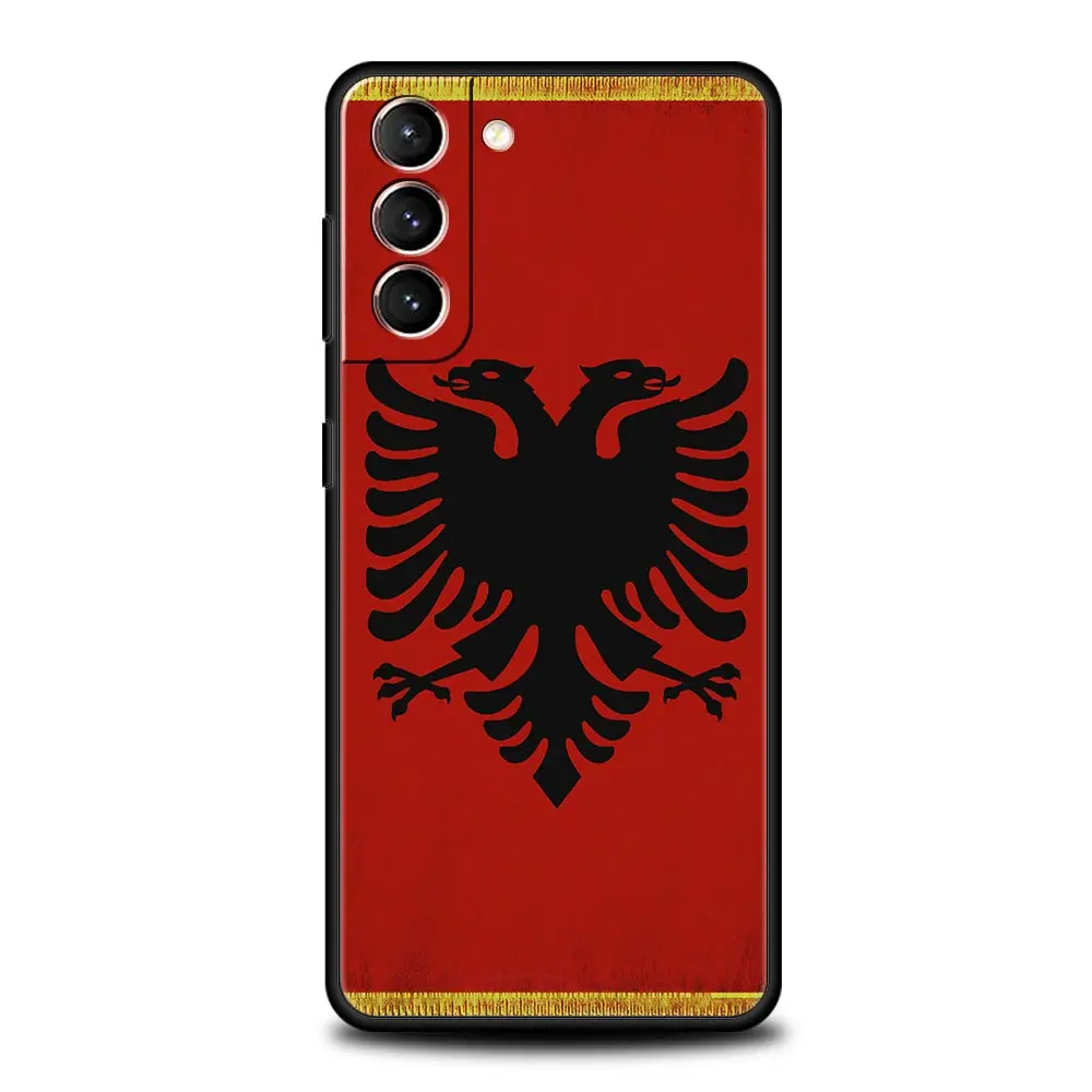 Albania flag Phone Case For Samsung Galaxy S24 S23 Ultra S22 S21 S20 FE 5G S10 S10E S9 Plus S8 Soft Silicone Black Cover Bumper