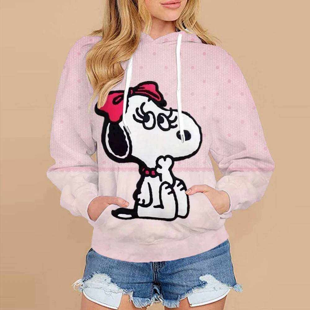 Snoopy Cartoon Anime Women\'s Hoodie Spring and Autumn Edition Women\'s Round Neck Hoodie 2024 New Fashion Couple Sportswear Top