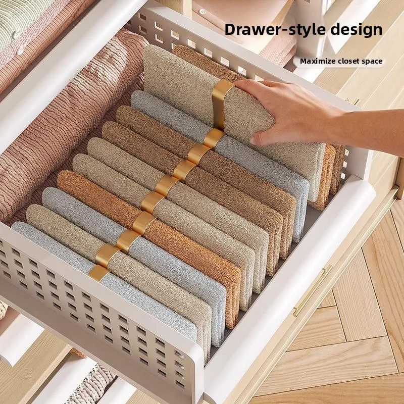 Bedroom Closet Drawer Type Storage Box Pull out Rack Organizer Plastic Material Multi Layered Dividers for Better Arrangement