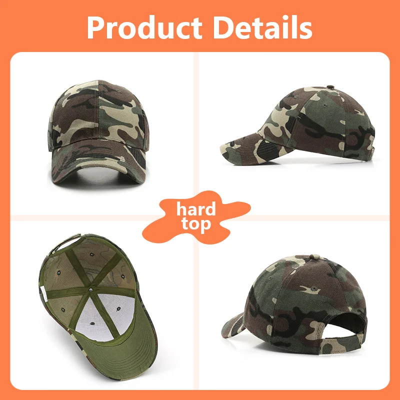 Custom Embroidery Camouflage Hat for Men and Women Baseball Cap Wholesale Design Print Camp Outdoor Sunshade Camouflage Hat