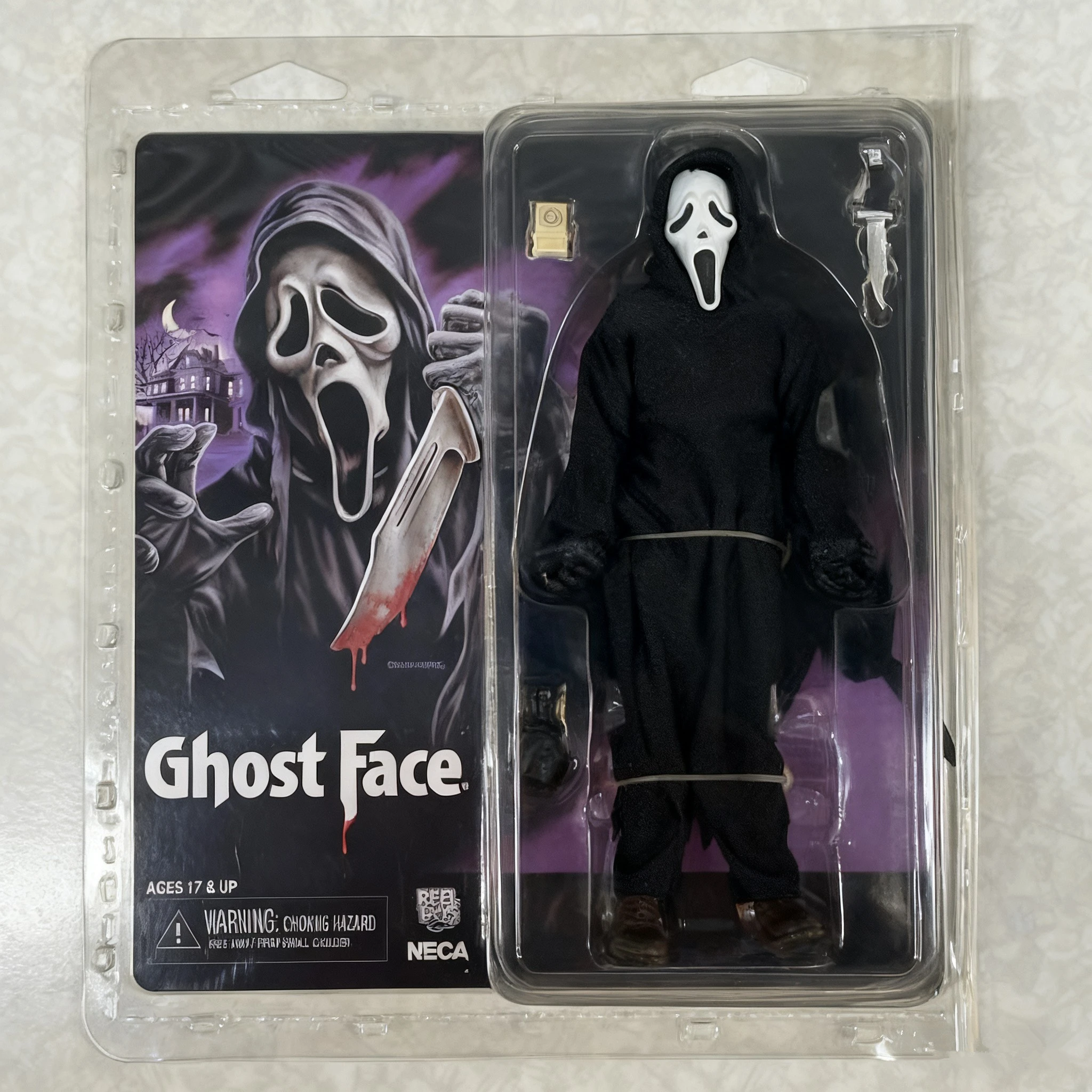 NECA Reel Toys Scream - Ghost Face Retro Cloth 8-calowa figurka akcji w rzadkim stylu. Oryginalna wersja, nie jest to replika.