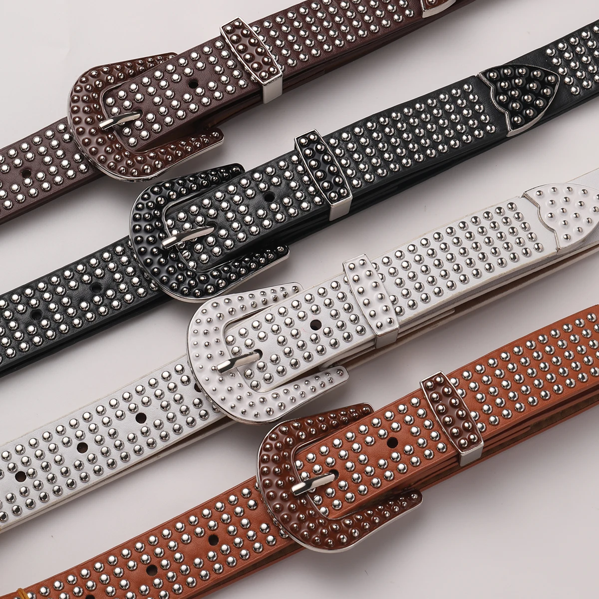 حزام نسائي مرصع بالفضة، نمط شارع عصري، مقترن بالجينز، حزام على طراز الهيب هوب الشرير مناسب للمناسبات المختلفة #3