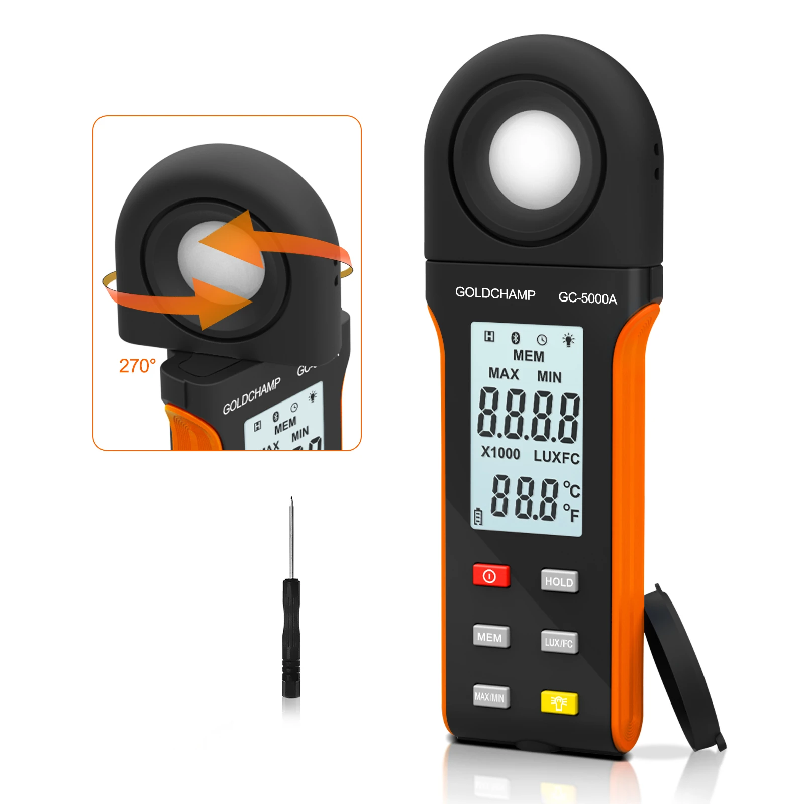 

Light Meter for Plants - PAR Meter for LED Grow Lights, 0.1 to 400,000 Lux, Data Logging & Ambient Temperature Measurement