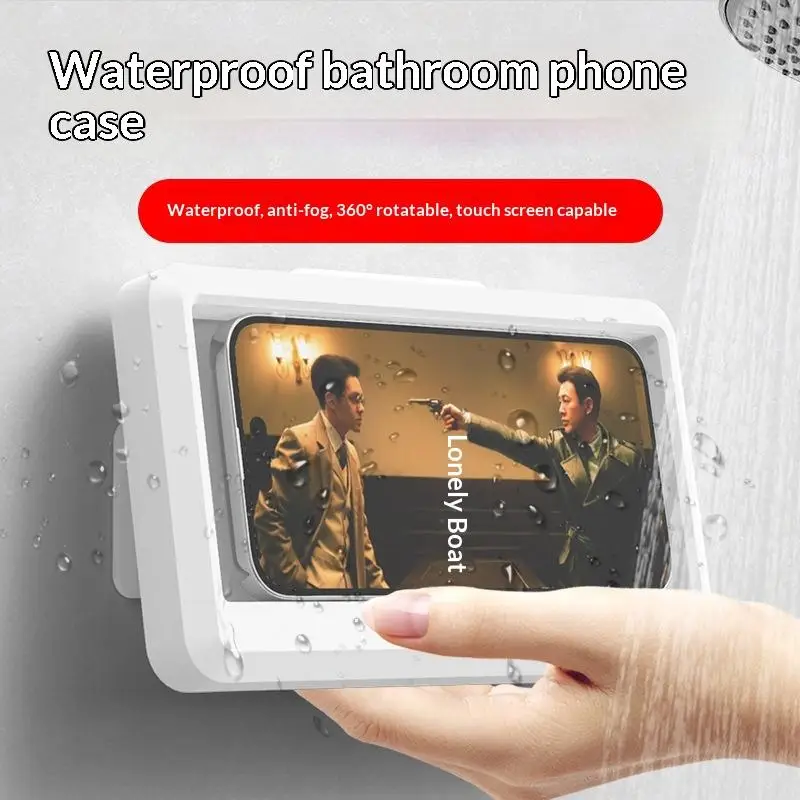 ☭Waterproof houder 360° draaibaar voor badkamer, thuis, wandhouder, zelfklevende houder voor touchscreen-telefoon_voghion.com