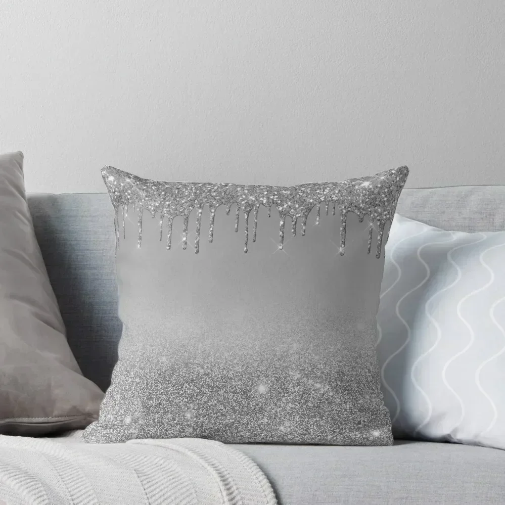 

Silver Dripping Glitter Throw Pillow Sofa Cushions Cover Decorative Cover For Living Room luxury decor pillow