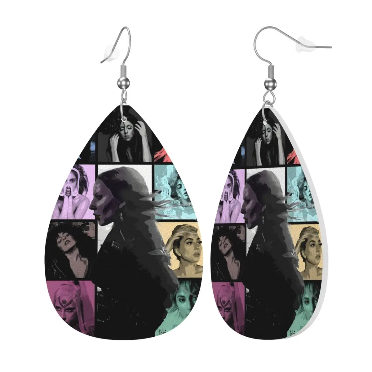 Custom Drop Dangle Earrings Lady Star Gaga Mayhem Leather Teardrop Earrings Album Music PVC Leather for Gifts Dainty Jewelry