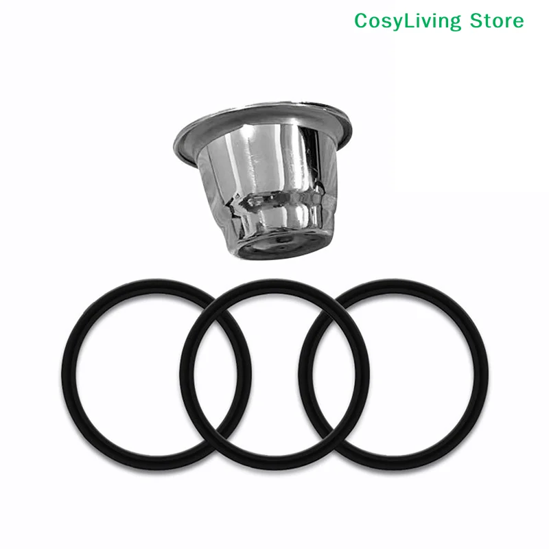 

10 шт., черные мягкие силиконовые уплотнительные кольца, прокладки, резиновые пищевые для Nespresso, многоразовые капсулы для кофе из нержавеющей стали, чашка для тела