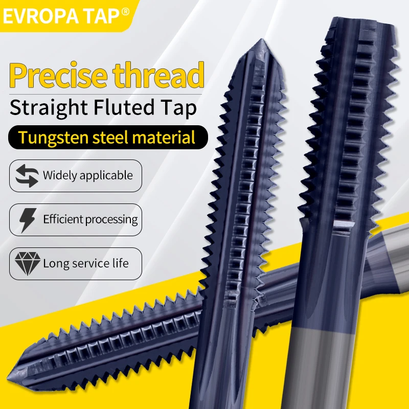 

EVROPA TAP HT SP NRT American Carbide Tap JIS Standard Straight Fluted / Spiral Fluted /Forming Tap UNC UNF For HRC 55° - 62°
