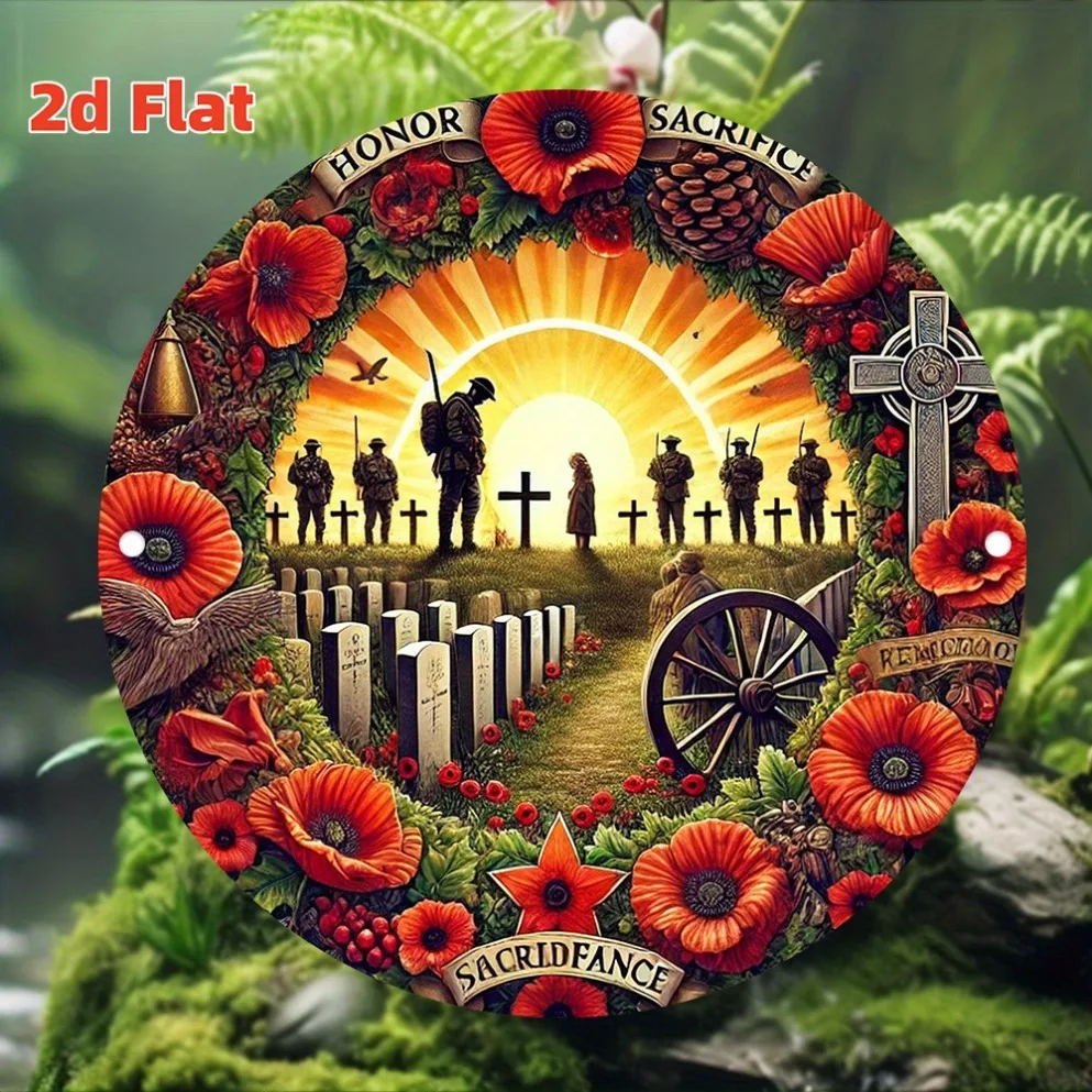 2D Flat: Retro Wall Decor in Memory of Western Front Fallen Soldiers – Traditional Style Design – Home Art, Vintage Garage Decor
