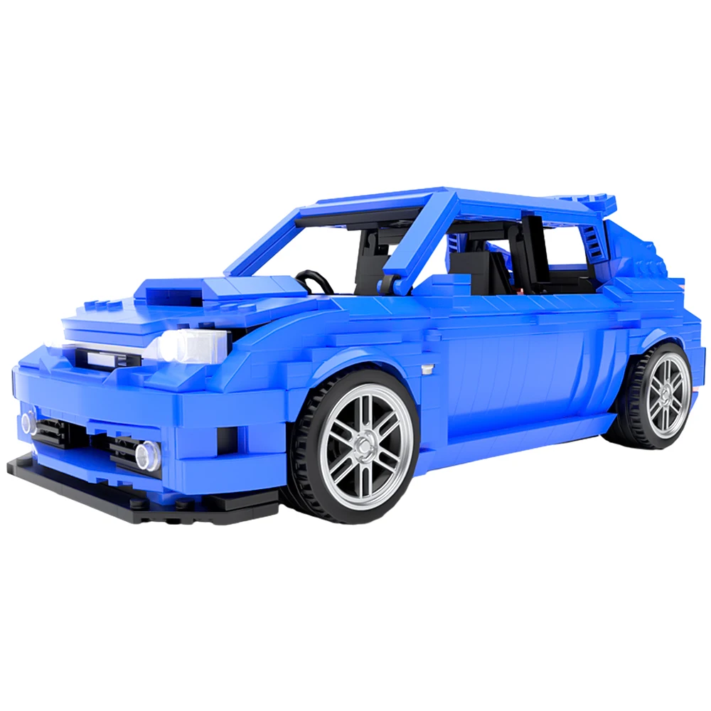 Gobricks Moc Blue Imprezaeds Supercar Mini Modell Bausteine Wrx Sti Heckklappen Straßen rennen DIY Ziegel Spielzeug Kinder Geburtstags geschenk