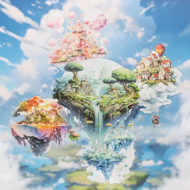 10 قطعة السماء ذات المناظر الطبيعية الخلابة ميراج حزمة على شكل الألبان ملصقات الحيوانات الأليفة العائمة جزيرة لوازم خلفية سجل القصاصات قطع 176*125 مللي متر