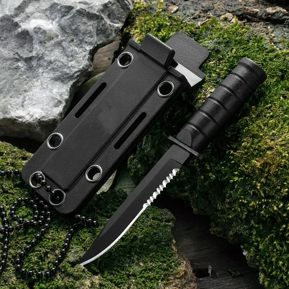 

1PCS Mini Tactical Knife Portable Steel Keychain Pocket Knife Sharp Box Cutter Small Straight Fruit Knives EDC Tools