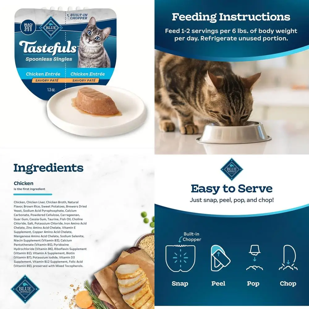 

Влажный корм для кошек с куриным паштетом, 2,6 унции, в индивидуальных порционных стаканчиках, 24 штуки, идеально порционированный