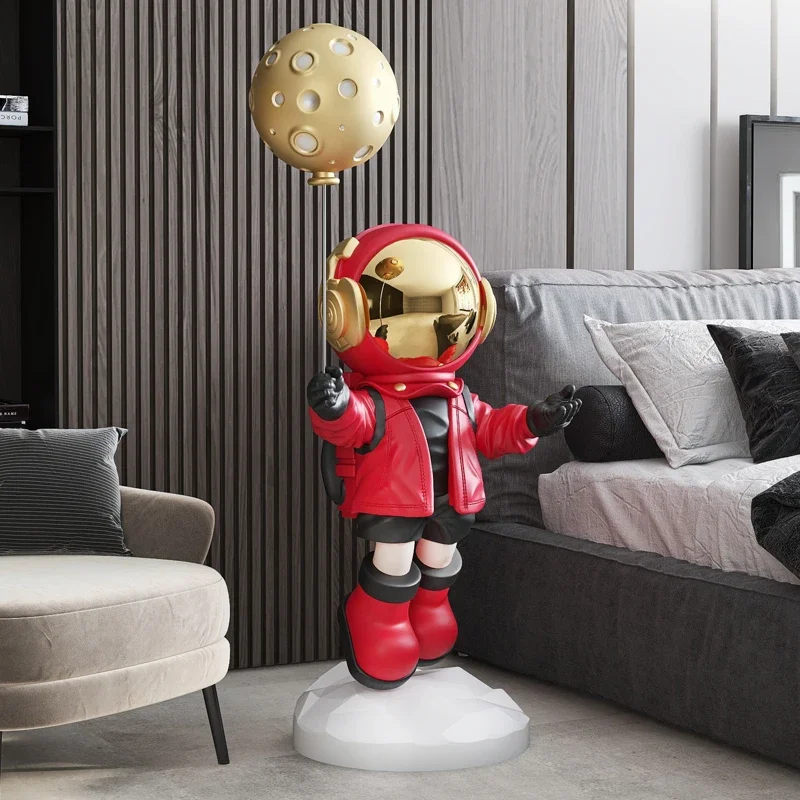 110CM Large Size Statue Home Decoration Accessories Living Room Floor Decor Electroplated Astronaut Sculpture Modern Nordic