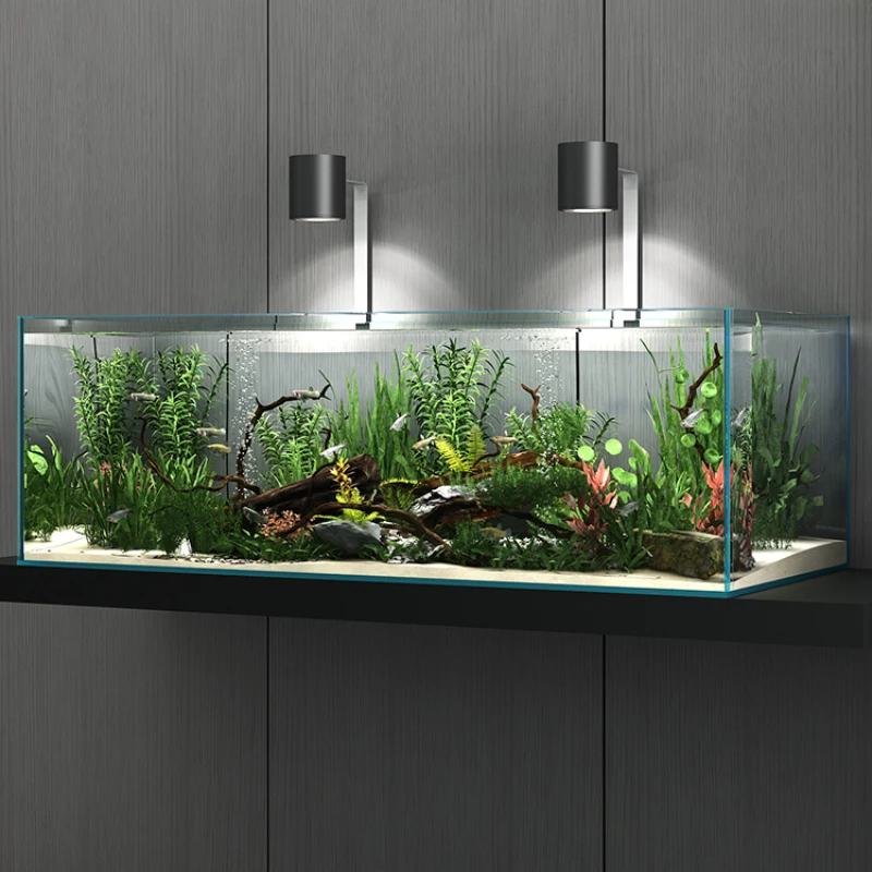 Jinjing Five Line Ultra White Glass Fish Tank, Rectangular Home Living Room, Large, Medium, and Small Water Grass Ecology