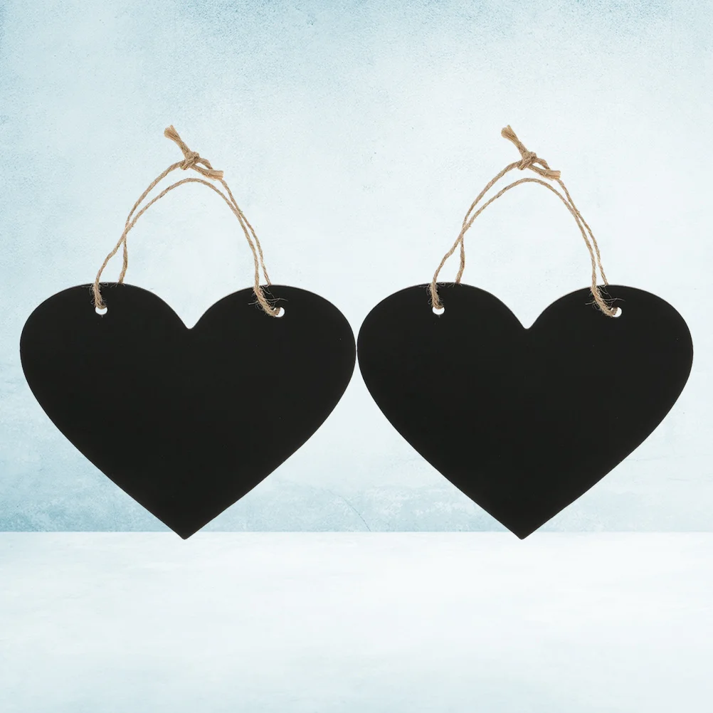 2Pcs Heart Shape Blackboard Message Board Double Sided Hanging Home Wall Decor Sign for Notes and Photo Props