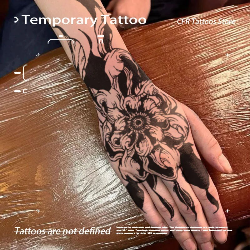 

Темная мандала, наклейки-татуировки для женщин и мужчин, временные татуировки на лицо, водонепроницаемые татуировки, товары и аксессуары, очаровательные подарки