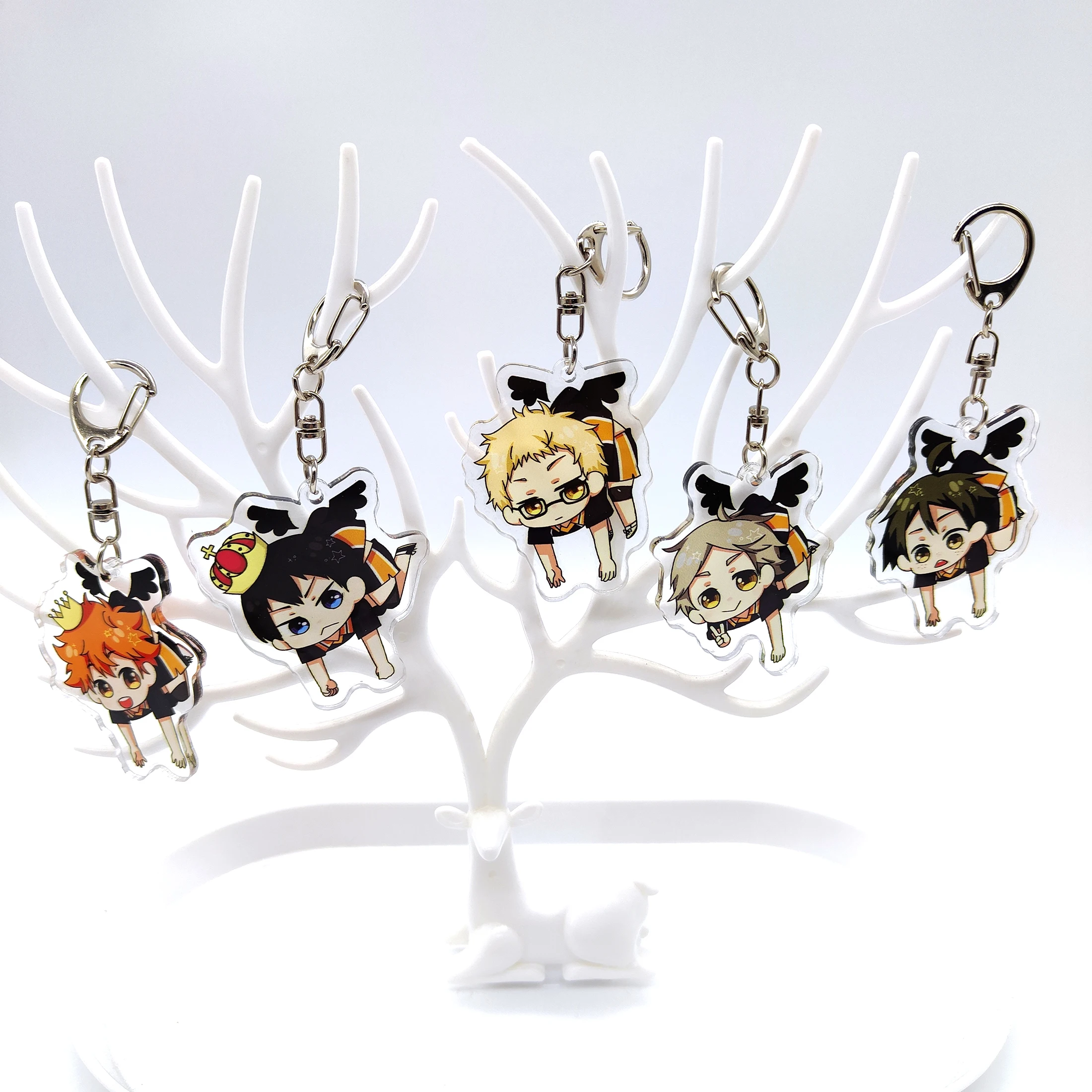 Anime Keychains Haikyuu Man Keychain Bags Women Key Ring Chain for Pants Kids Pendant Fashion Hinata Shoyo Kozume Kenma Brelok