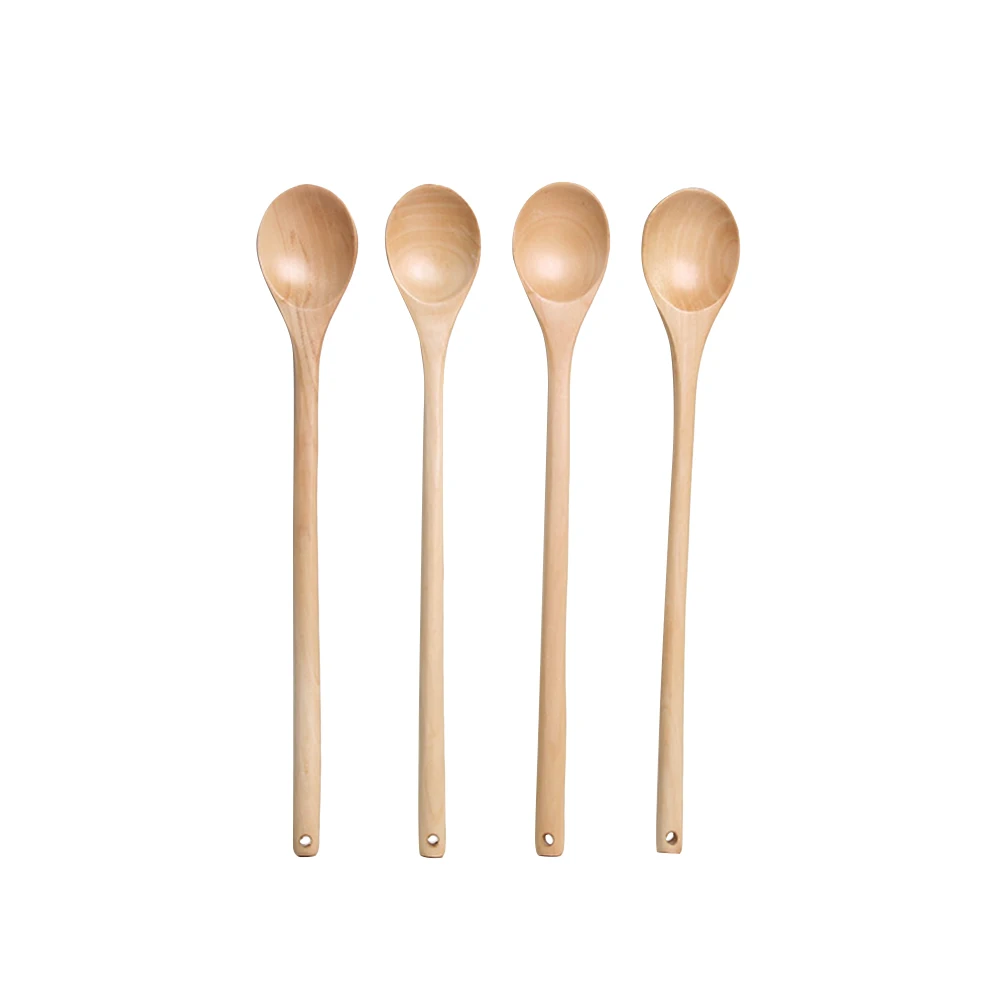 

4pcs Wooden Mixing Spoon Kitchen Bamboo Serving Utensils Long Handle Lightweight Superb Wood