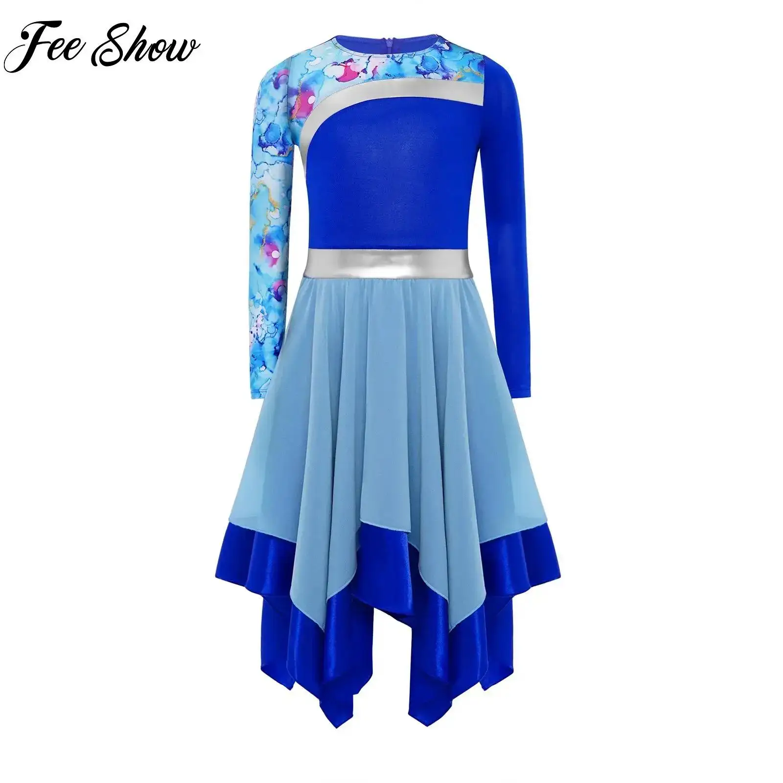 

Child Worship Praise Dress Long Sleeve Lyrical Liturgical Dance Costumes Girls Church Choir Costume Ballroom Dancing Dancewear