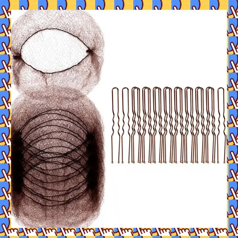 A20M 50 pezzi di retine per capelli a rete e 100 pezzi a forma di U, retine per capelli per lavoratori di servizi di ristorazione, retine per capelli per donne e uomini
