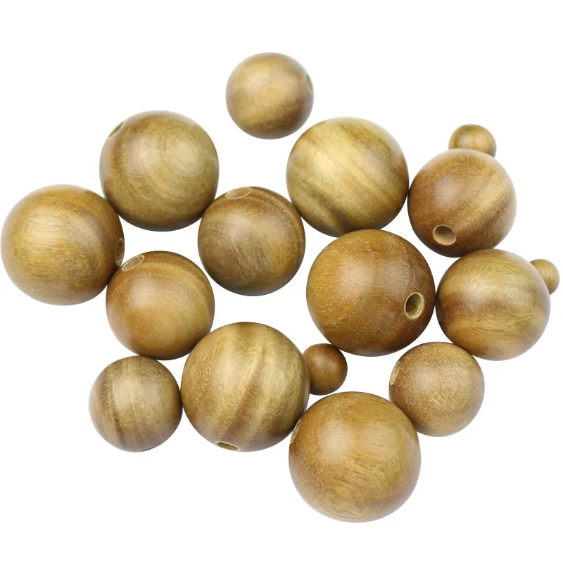 20-50pcs Natural Green Sandalwood Round Loose Beads 6-20mm Handicraft Rosary/Meditation Wooden Bracelets/Necklace DIY Jewelry